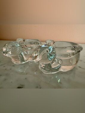 Indiana Glass Adorable Clear Glass Bunny Rabbit Votive Candle Holders, Pair